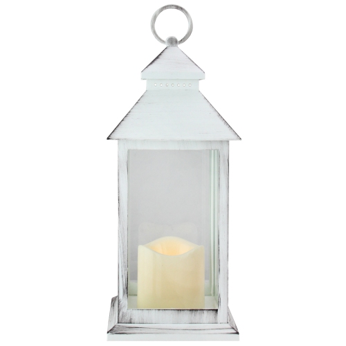 Brushed Candle Lantern with Flameless LED Candle - 12.5" -