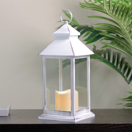 Brushed Candle Lantern with Flameless LED Candle - 12.5" -