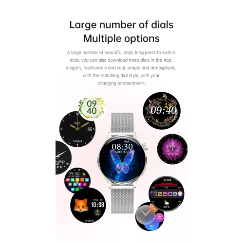 ISPEKTRUM iS-GT3 Montre intelligente Écran HD 1,32" Appels et SMS Bluetooth Mode sport multiple Tracker de fréquence cardiaque et moniteur BP