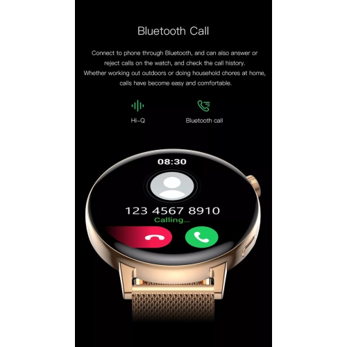 ISPEKTRUM iS-GT3 Montre intelligente Écran HD 1,32" Appels et SMS Bluetooth Mode sport multiple Tracker de fréquence cardiaque et moniteur BP