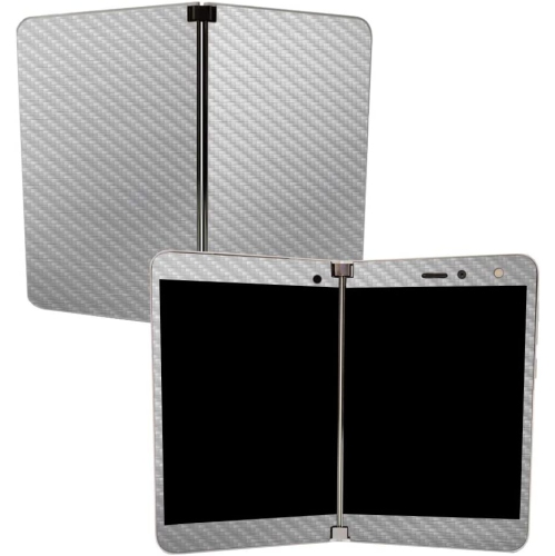 Dolaer MightySkins Carbon Fiber Skin for Microsoft Surface Duo - Cold Steel Protective, Durable Textured Carbon Fiber Finish Easy to Apply, Remove, and Change Styles Made in