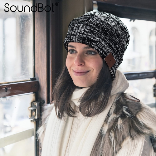 Dolaer SoundBot SB210 HD Stereo Bluetooth 4.1 Wireless Smart Beanie Headset Musical Knit Headphone Speaker Hat Speakerphone Cap,Built-in Mic (BLK/WHT)