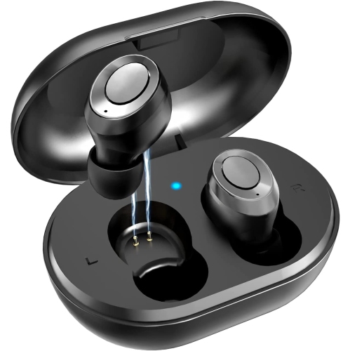 Dolaer Bluetooth Earbuds, Wireless Earbuds with Premium Stereo Bass Sound,Built in Mics CVC Noise Cancelling in Ear Headphones with Charging Case for Sports,Work,Home Office(Black