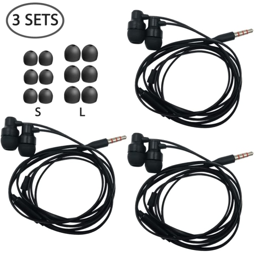 Dolaer Wired Earbuds with Remote & Microphone 3 Packs, lyfLux in Ear Stereo Sound Headphones with Heavy Bass for Smartphones, Laptops, Gaming, Fits