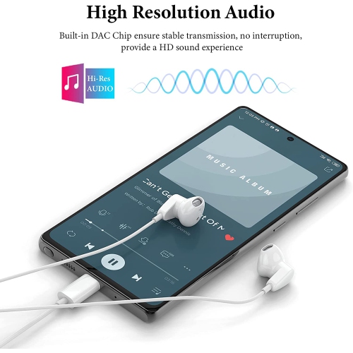 Dolaer USB C Headphones for iPad Pro,USB Type C Earphones HiFi Stereo USBC Wired Earbuds with Microphone Volume Control for Samsung Galaxy S22 Ultra S21 Ultra S20 FE Note 20,Pixel