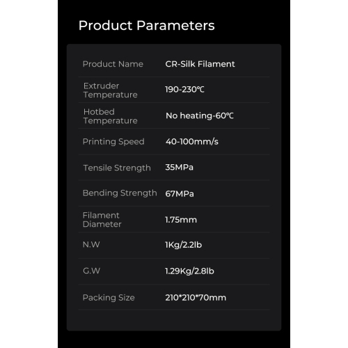 Creality CR-SILK PLA 3D Printer Filament 1.75 mm, 1 KG Spool