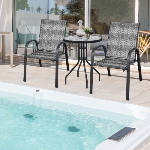 Ensemble de 12 chaises de patio en rotin avec accoudoirs empilables de Costway