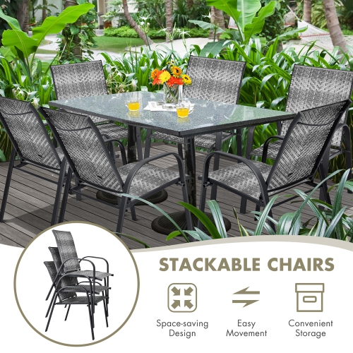 Ensemble de 12 chaises de patio en rotin avec accoudoirs empilables de Costway