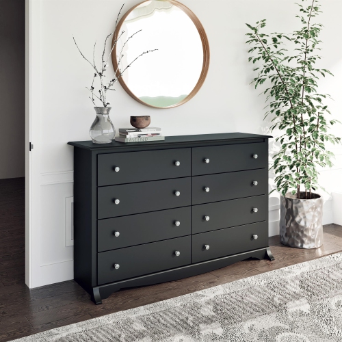 Prepac Sonoma 8-Drawer Transitional Composite Wood Dresser in Black