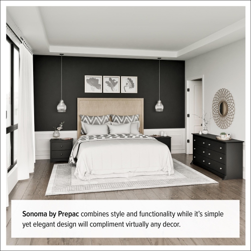 Prepac Sonoma 8-Drawer Transitional Composite Wood Dresser in Black