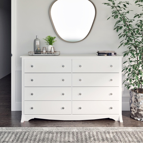 Prepac Monterey 8-Drawer Transitional Composite Wood Dresser in White