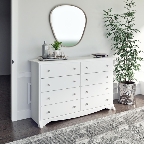 Prepac Monterey 8-Drawer Transitional Composite Wood Dresser in White