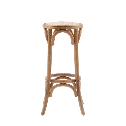 Linon Billy 30" Rattan Wood Backless Bar Stool in Brown