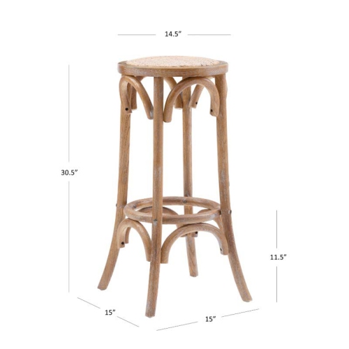 Linon Billy 30" Rattan Wood Backless Bar Stool in Brown