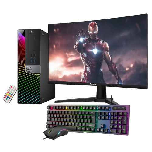 DELL  Refurbished (Good) - Optiplex Sff Computer \w 27 Inch Gaming Monitor I5 6500 3.2 Ghz Nvidia Gt 1030 2GB 16GB Ram 512GB SSD Win 10 Pro Wifi