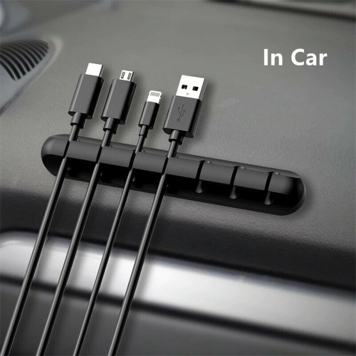 7 Slots 6mm Silicone Adhesive Wire Cable Holder for Power Cords USB Cables Charging Cables Headphone Cables in Office and Home