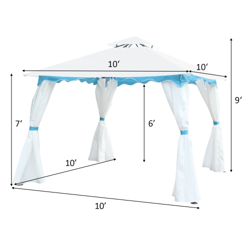Topbuy 2 Tier 10'x10' Patio Steel Gazebo Outdoor Canopy Tent Steel Frame Shelter Awning W/Side Walls for Patio Yard Garden