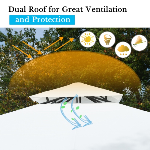 Topbuy 2 Tier 10'x10' Patio Steel Gazebo Outdoor Canopy Tent Steel Frame Shelter Awning W/Side Walls for Patio Yard Garden