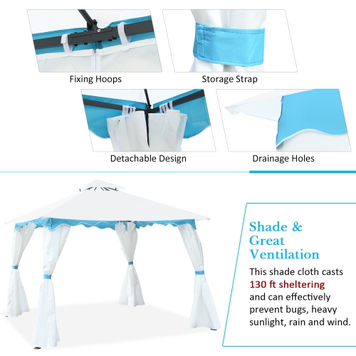 Topbuy 2 Tier 10'x10' Patio Steel Gazebo Outdoor Canopy Tent Steel Frame Shelter Awning W/Side Walls for Patio Yard Garden