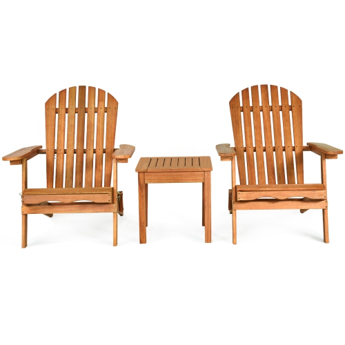 Topbuy Outdoor 3 Pieces Adirondack Chair Patio Furniture Set Eucalyptus Wood