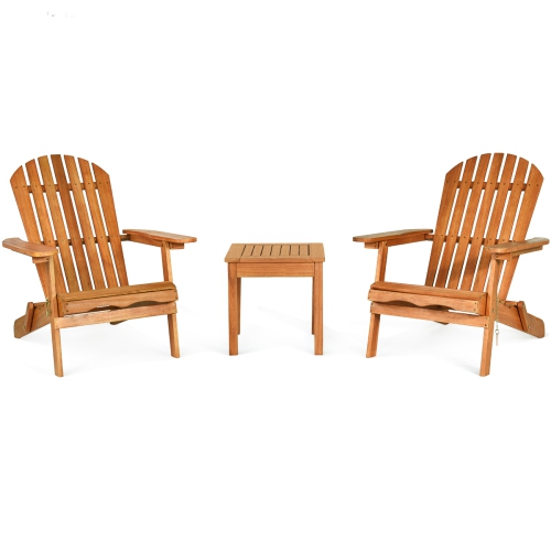 Topbuy Outdoor 3 Pieces Adirondack Chair Patio Furniture Set Eucalyptus Wood