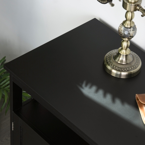 HOMCOM Kitchen Sideboard, Buffet Cabinet, Wooden Storage Console Table with 2-Level Cabinet and Open Shelf, Black