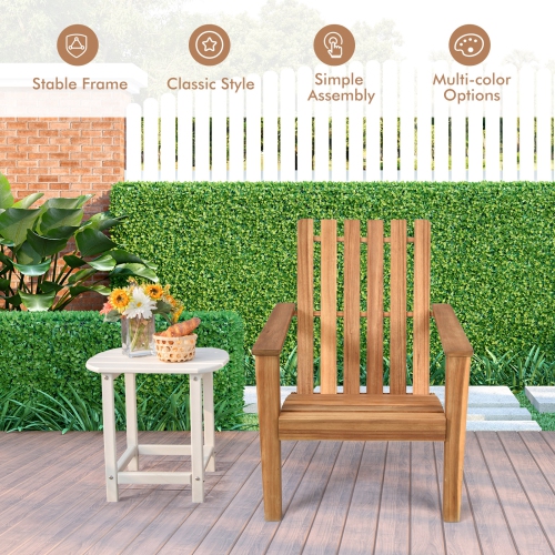 Patiojoy Wooden Adirondack Chair W/Ergonomic Design Outdoor Lounge Armchair Acacia Wood chair for Yard&Patio Black/Gray/White