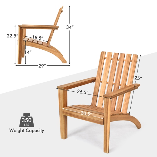 Patiojoy Wooden Adirondack Chair W/Ergonomic Design Outdoor Lounge Armchair Acacia Wood chair for Yard&Patio Black/Gray/White