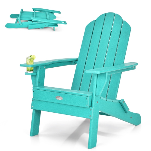 Patiojoy Folding Adirondack Chair Outdoor Adirondack Chair Weather Resistant Lounger Fire Pit Chair for Backyard Porch Poolside