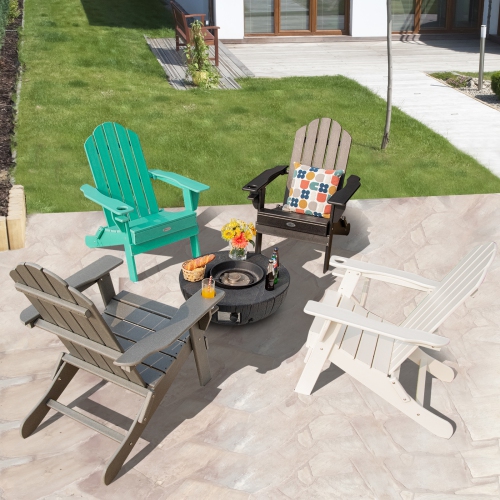 Patiojoy Folding Adirondack Chair Outdoor Adirondack Chair Weather Resistant Lounger Fire Pit Chair for Backyard Porch Poolside