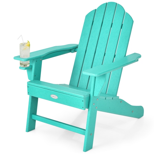 TOPBUY  Patiojoy Adirondack Chair Outdoor Fire Pit Chair w Cup Holde Weather Resistant Lounger Chair for Backyard Garden Patio And Deck