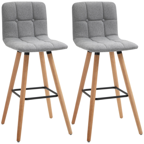 2 Tabourets De Bar En Velours Bleu Avec Dossier - Hauteur D'assise 65 Cm, Pieds Dorés - Design Moderne
