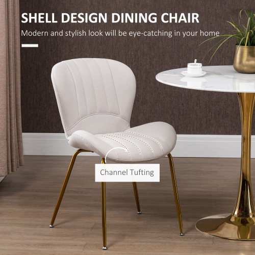 HOMCOM – Ensemble de 2 chaises de salle à manger rembourrées, chaises de cuisine modernes, chaises d’appoint sans accoudoirs avec dossier, siège