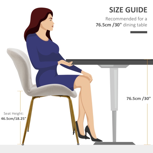 HOMCOM – Ensemble de 2 chaises de salle à manger rembourrées, chaises de cuisine modernes, chaises d’appoint sans accoudoirs avec dossier, siège
