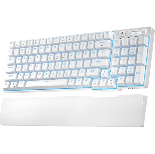 RK ROYAL KLUDGE RK96 90% Triple Mode BT5.0/2.4G/USB-C Hot Swappable Mechanical Keyboard with Magnetic Hand Rest, 96 Keys Wireless Bluetooth Gaming