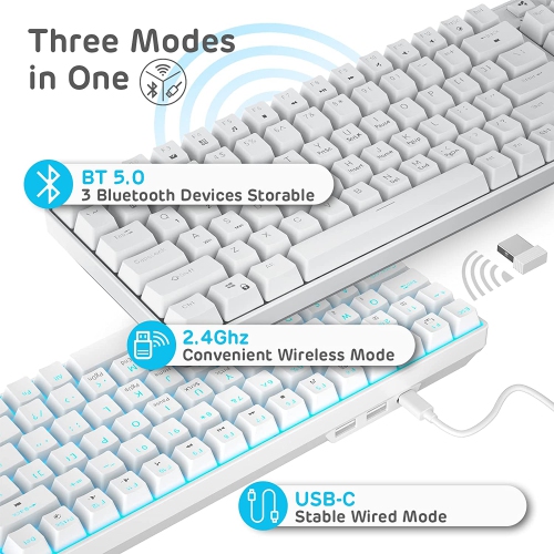 RK ROYAL KLUDGE RK96 90% Triple Mode BT5.0/2.4G/USB-C Hot Swappable Mechanical Keyboard with Magnetic Hand Rest, 96 Keys Wireless Bluetooth Gaming