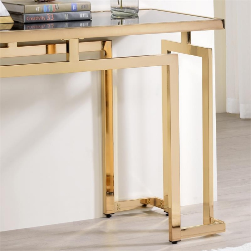 Bowery Hill Contemporary Glass Top Console Table in Gold