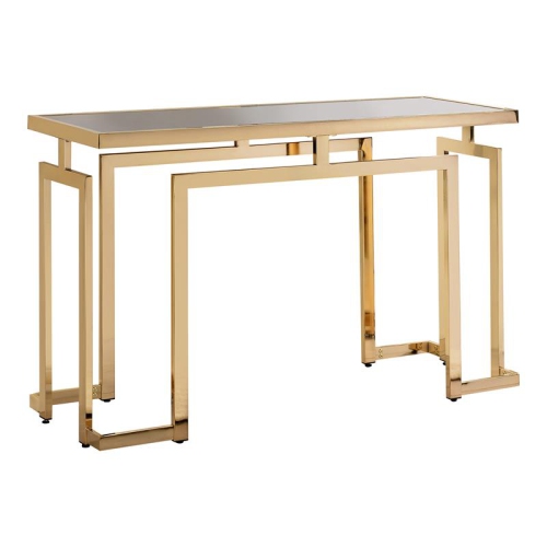 FURNITURE OF AMERICA  Mahone Contemporary Glass Top Console Table In Gold