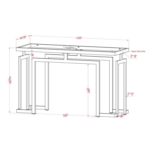 Furniture of America Mahone Contemporary Glass Top Console Table in Gold
