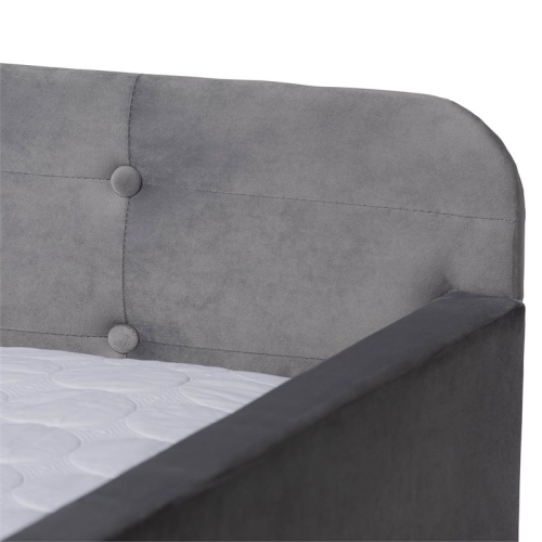 Baxton Studio Jona Gray Velvet Upholstered Full Size Daybed with Trundle
