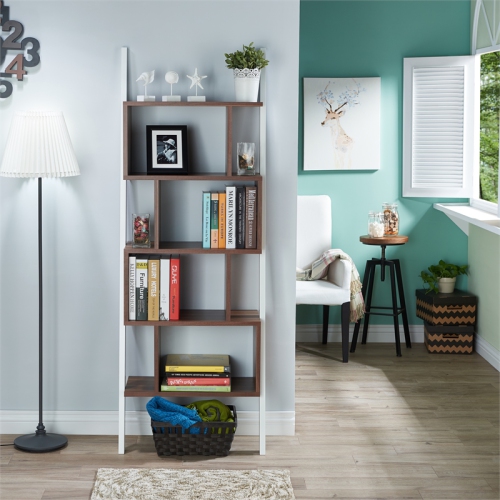 Bowery Hill Modern Wood 4-Shelf Bookcase in Light Walnut