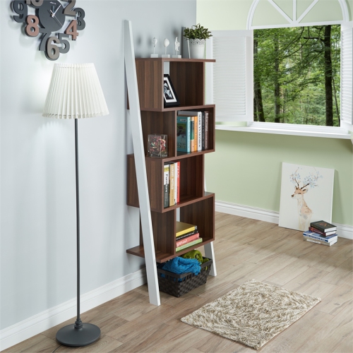 Bowery Hill Modern Wood 4-Shelf Bookcase in Light Walnut