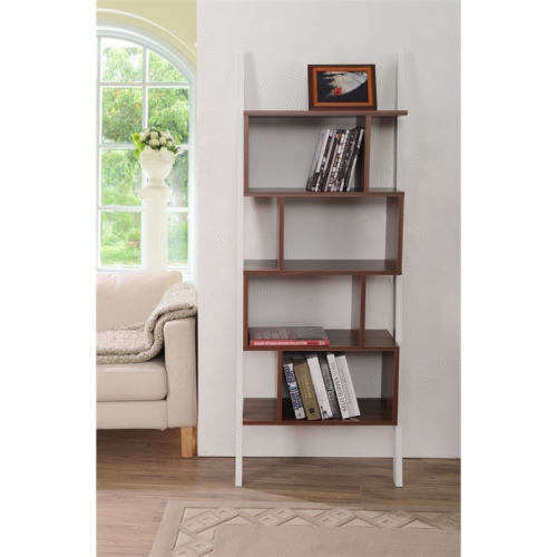 Bowery Hill Modern Wood 4-Shelf Bookcase in Light Walnut