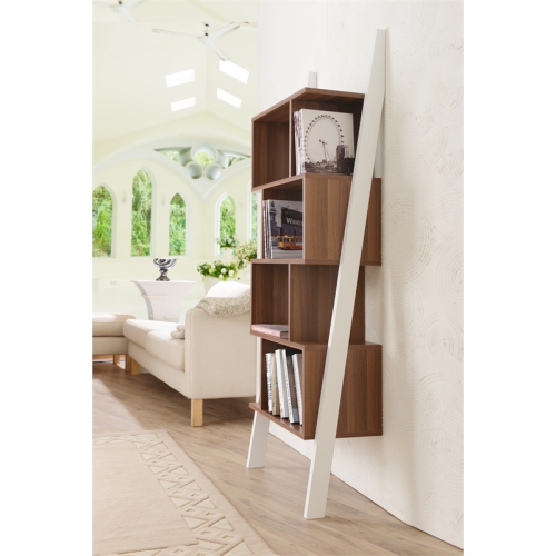 Bowery Hill Modern Wood 4-Shelf Bookcase in Light Walnut
