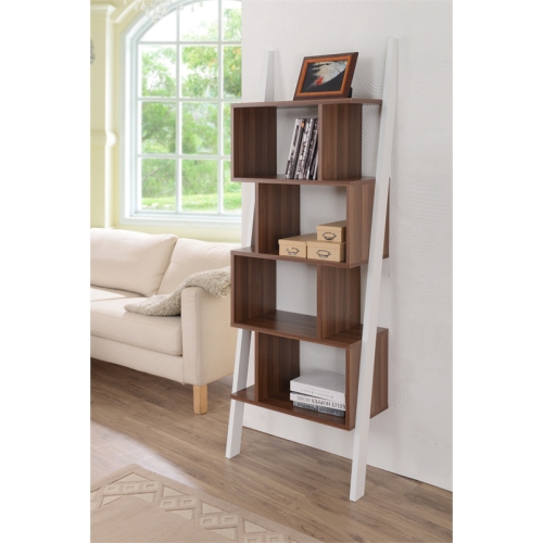 Bowery Hill Modern Wood 4-Shelf Bookcase in Light Walnut