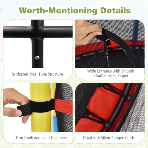 Topbuy 55" Mini Kids Jumping Exercise ASTM Certified Approved Recreational Trampolines with Enclosure Net for Kids Toy Birthday Gift