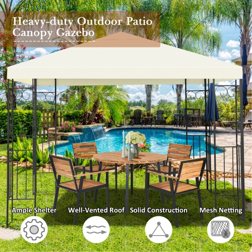 Topbuy 10'x10' Outdoor Canopy Gazebo Art Steel Frame Party Patio Large Canopy Gazebo