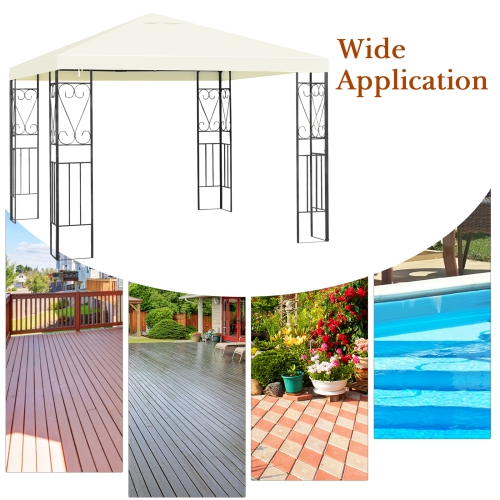 Topbuy 10'x10' Outdoor Canopy Gazebo Art Steel Frame Party Patio Large Canopy Gazebo