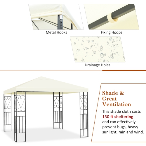 Topbuy 10'x10' Outdoor Canopy Gazebo Art Steel Frame Party Patio Large Canopy Gazebo