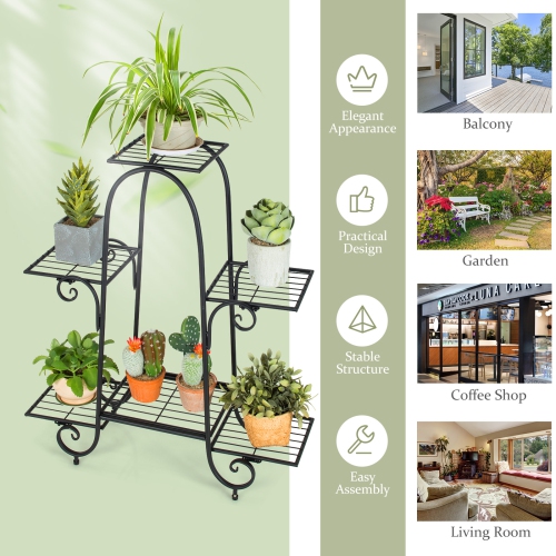 TopBuy – Support vertical en métal à 6 niveaux pour plantes en coin, pots pour fleurs, étagère de rangement, jardinière décorative pour jardin